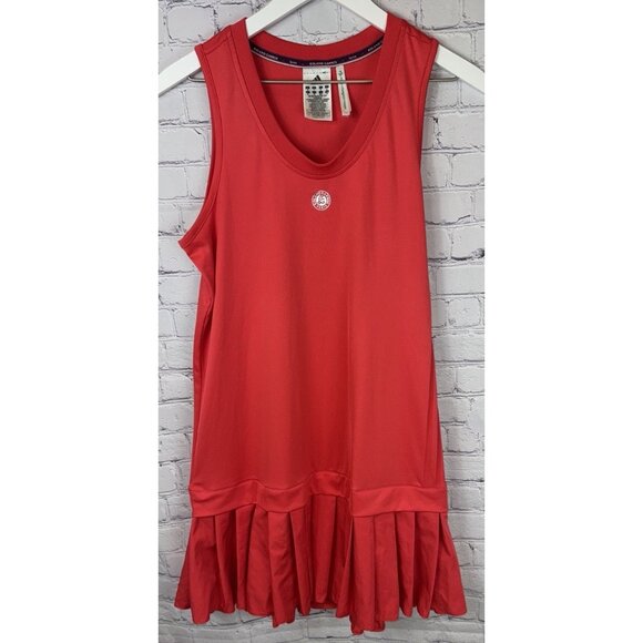 ROLAND GARROS x ADIDAS Women's Large Orange/Red Pleated Tennis Dress Climacool - Picture 1 of 9